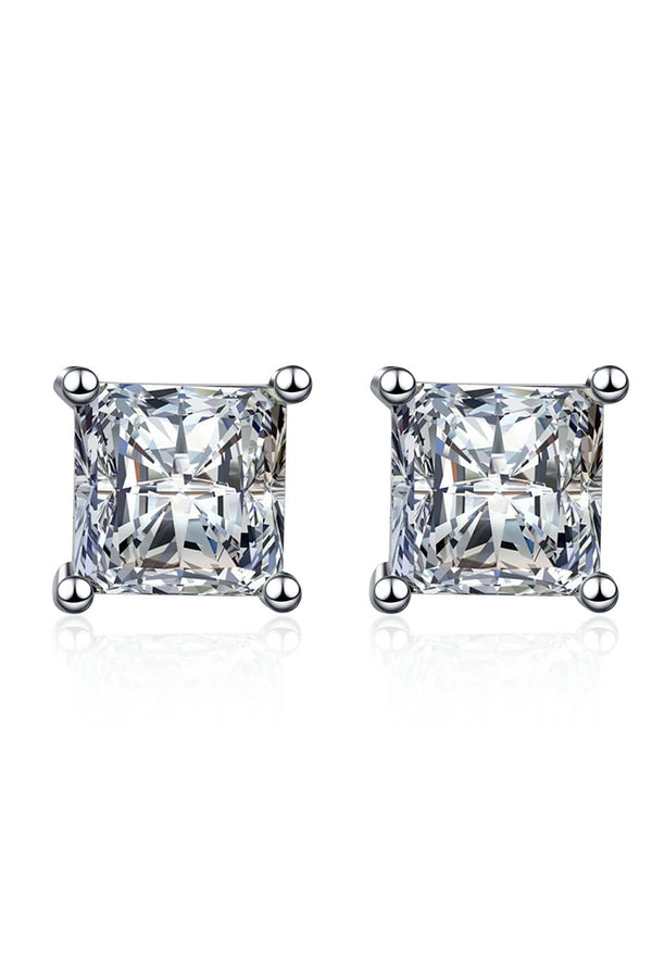 Platonic Luminous Grace Princess Cut Moissanite Solitaire Earrings