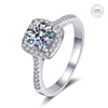 Platonic Beatrice Solitaire Moissanite Ring in Sterling Silver with Platinum Coating