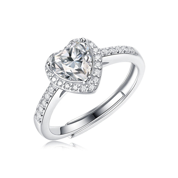 Platonic Skye Moissanite Ring in Sterling Silver with Platinum Coating