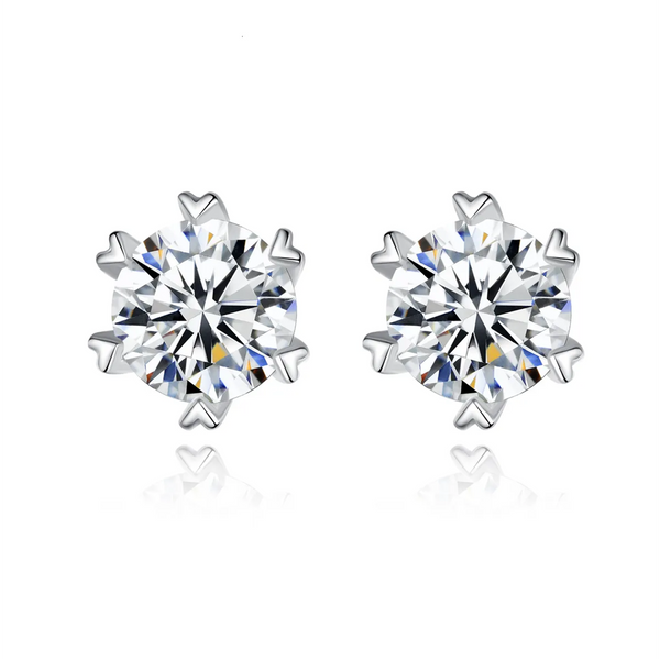 Platonic 1 ct Heart Flare Sparkle Moissanite Stud Earrings