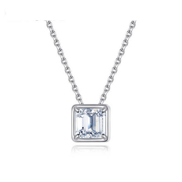Platonic 1 ct Timeless Brilliance Asscher Cut Silver Moissanite Pendant