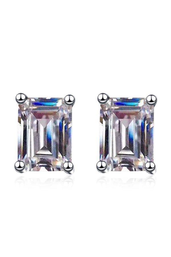 Platonic Solace Emerald Cut Moissanite Solitaire Earrings