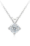 Platonic Avery Cushion Cut Moissanite Pendant in Sterling Silver With Rhodium Plating