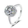 Platonic Harriet Oval Cut Solitaire Moissanite Ring in Sterling Silver with Platinum Coating