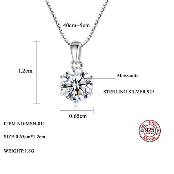 Platonic 1 - 2 ct Eternal Spark Sterling Silver Moissanite Pendant