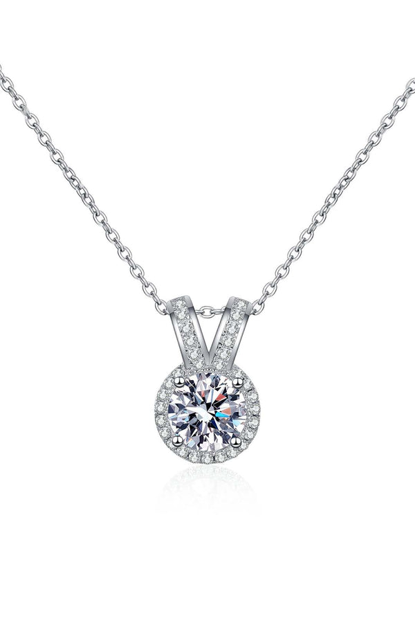 Platonic Esme Moissanite Pendant in Sterling Silver With Rhodium Plating