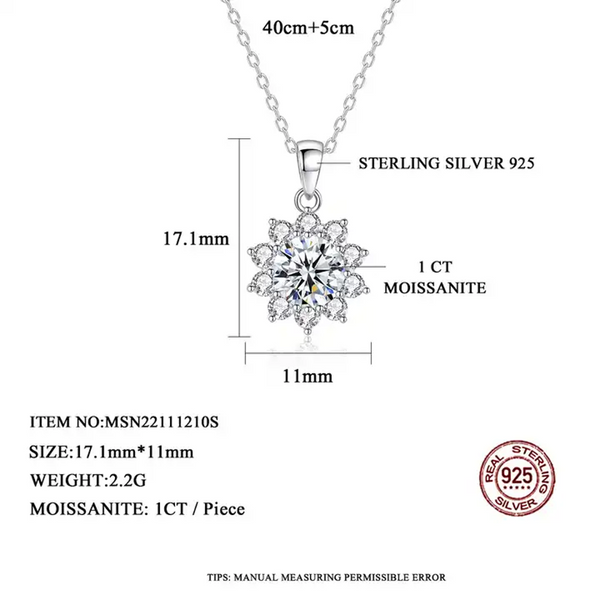 Platonic 1 ct Sparkle Round Silver Moissanite Pendant