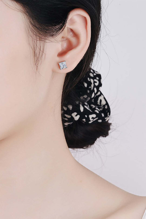 Platonic Luminous Grace Princess Cut Moissanite Solitaire Earrings