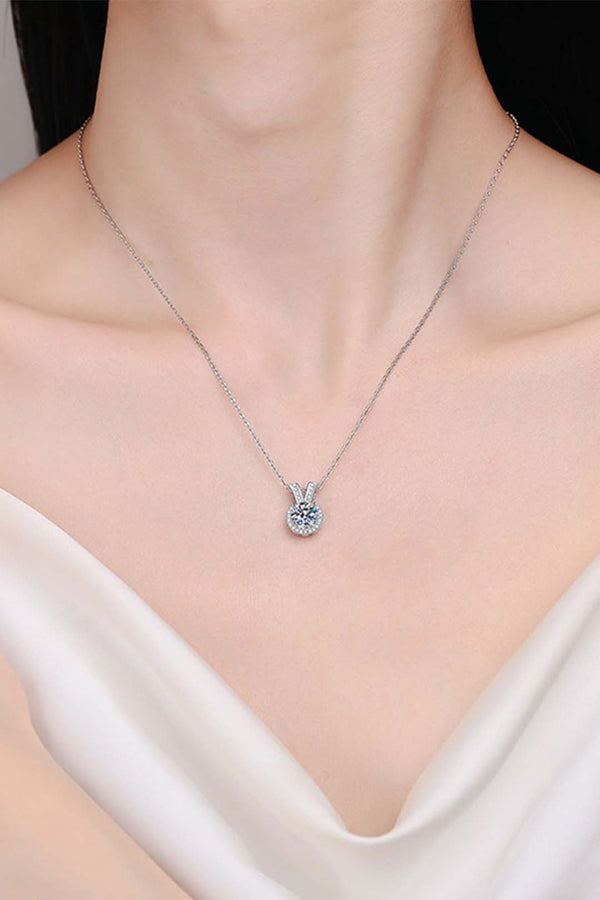Platonic Clara Moissanite Pendant in Sterling Silver With Rhodium Plating