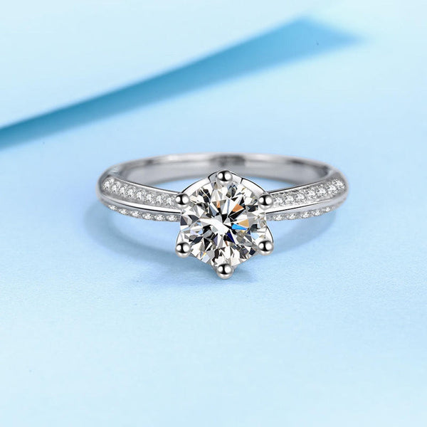 Platonic 1 ct Celestial Crown Moissanite Ring; GRA Certified; Adjustable Size