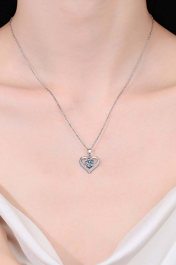 Platonic Quinn Moissanite Pendant in Sterling Silver With Rhodium Plating