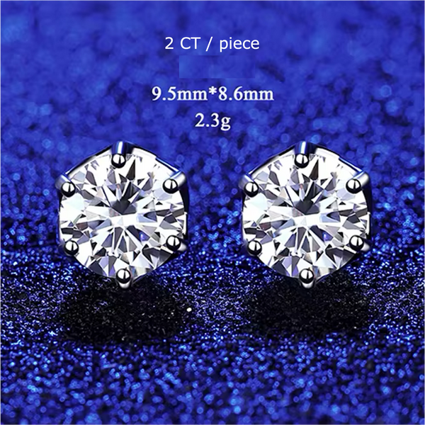 Platonic 1-4 ct Hexagonal Moissanite Stud Earrings