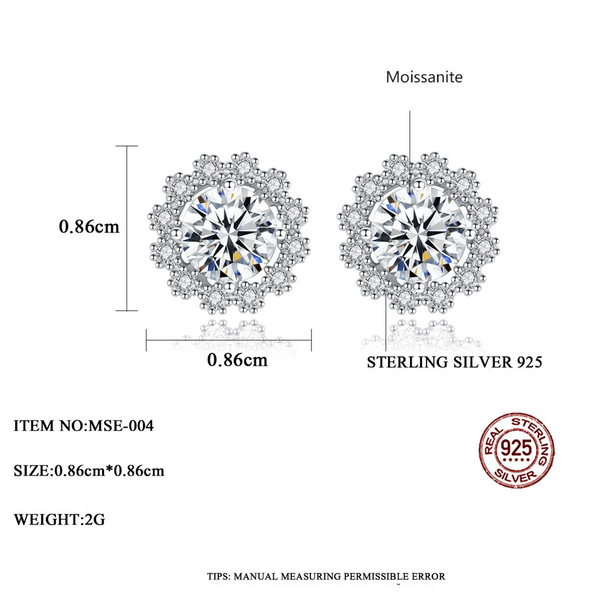 Platonic GRA Certified Frosted Halo Round Cut Silver 1ct Moissanite Pendant Set with 1ct Earrings