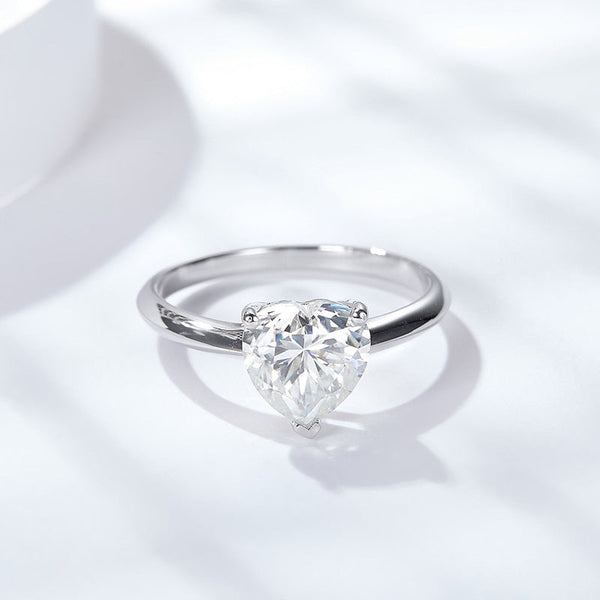 Platonic Emery Heart Cut Rhodium Plated Sterling Silver Ring