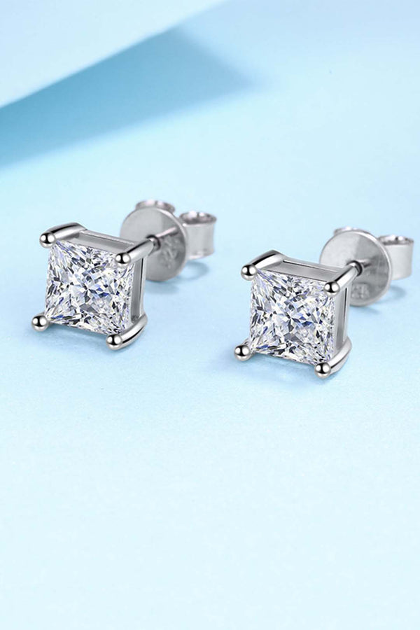 Platonic Luminous Grace Princess Cut Moissanite Solitaire Earrings
