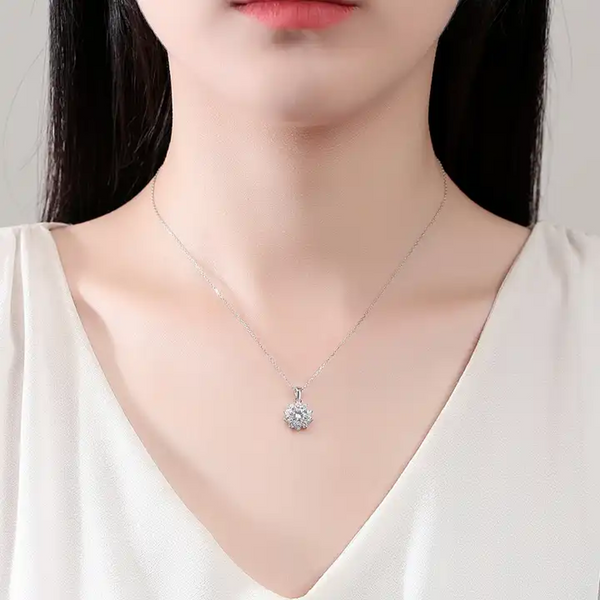 Platonic 1 ct Sparkle Round Silver Moissanite Pendant