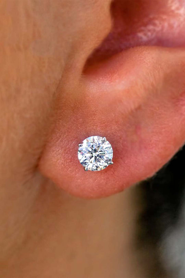 Platonic Platinum Plated Timeless Brilliance Solitaire Studs in 925 Sterling Silver