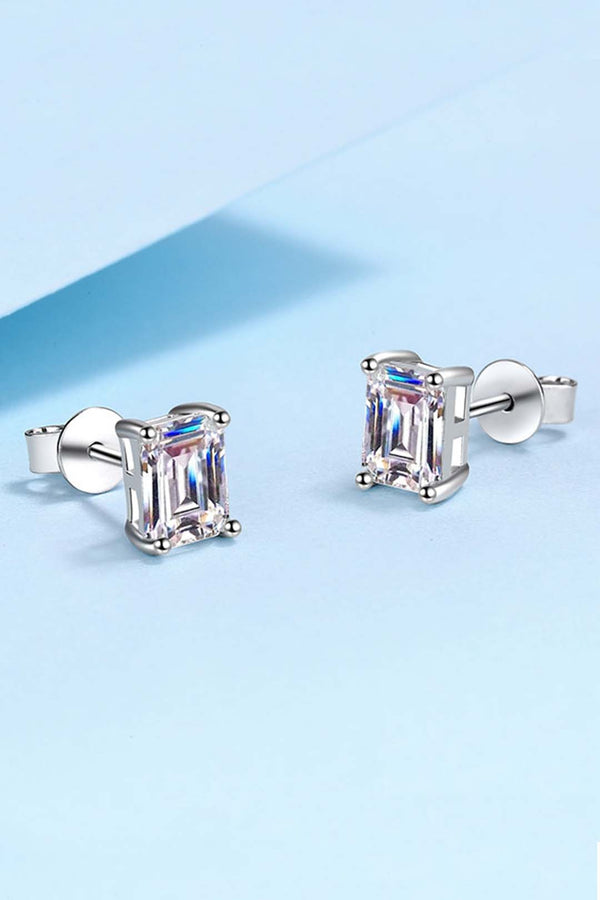 Platonic Solace Emerald Cut Moissanite Solitaire Earrings