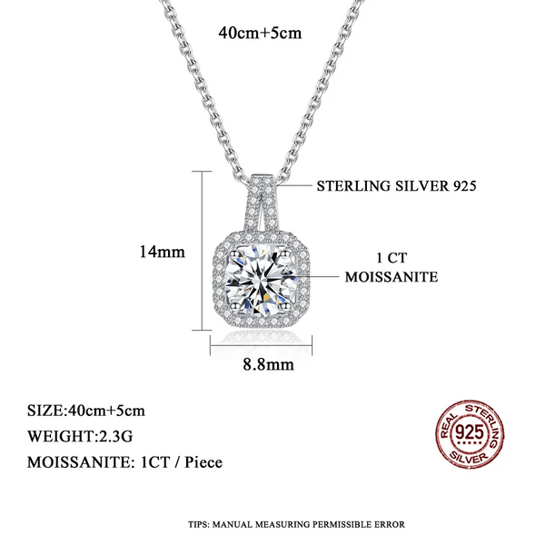 Platonic 1 ct Starlit Glamour Silver Moissanite Pendant