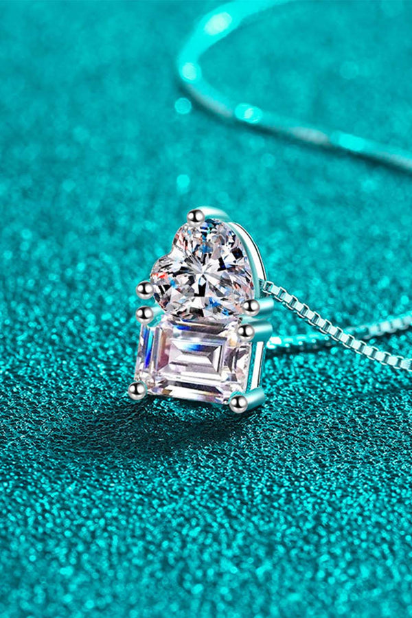 Platonic Evelyn Moissanite Pendant in Sterling Silver With Rhodium Plating