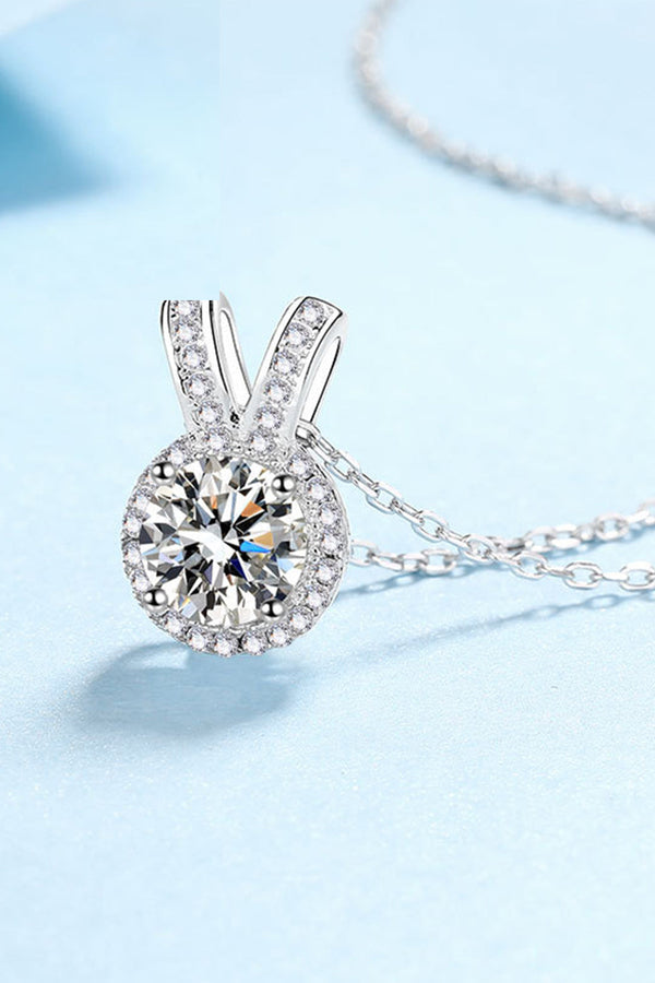Platonic Esme Moissanite Pendant in Sterling Silver With Rhodium Plating