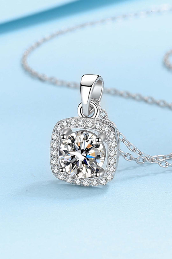 Platonic Ava Moissanite Pendant in Sterling Silver With Rhodium Plating