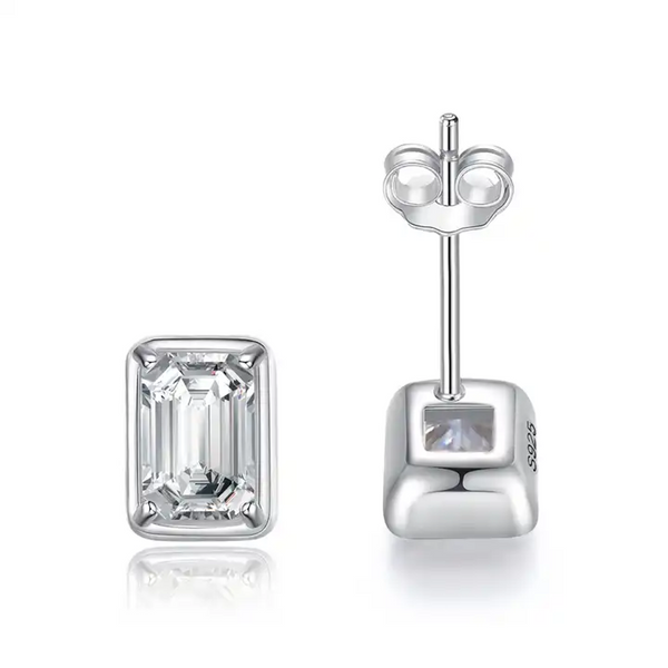 Platonic 1.2 ct Crystal Clear Confidence Emerald Cut Moissanite Studs