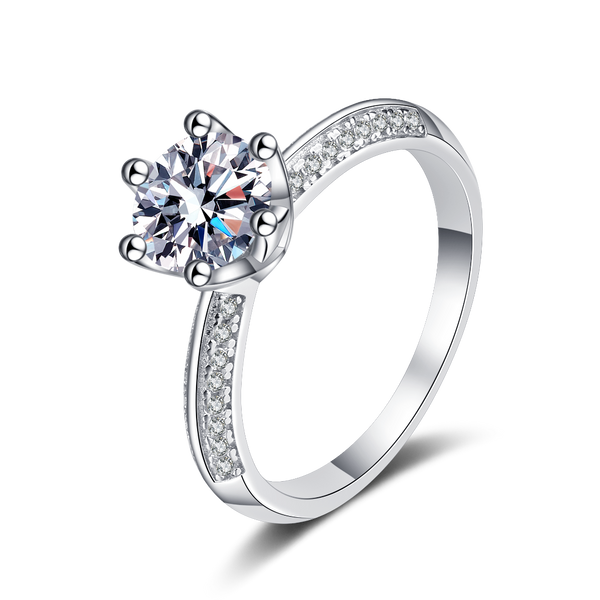 Platonic 1 ct Celestial Crown Moissanite Ring; GRA Certified; Adjustable Size