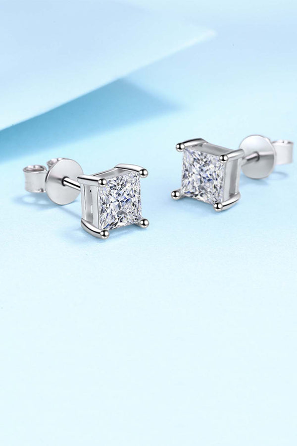 Platonic Luminous Grace Princess Cut Moissanite Solitaire Earrings