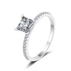 Platonic Evangeline Princess Cut Solitaire Moissanite Ring in Sterling Silver with Platinum Coating