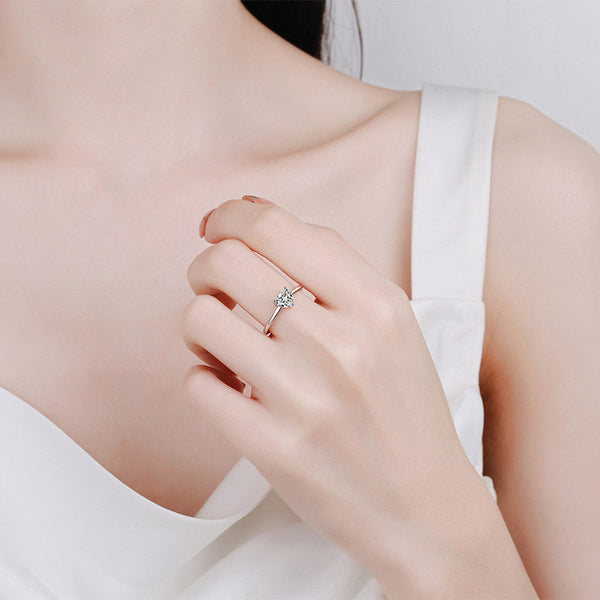 Platonic Emery Heart Cut Rhodium Plated Sterling Silver Ring