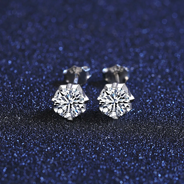 Platonic 1 ct Starburst Spark Moissanite Stud Earrings
