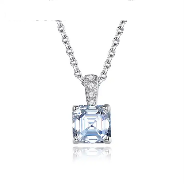 Platonic 1.2 ct Radiant Royale Asscher Cut Silver Moissanite Pendant with Free Chain; GRA Certified