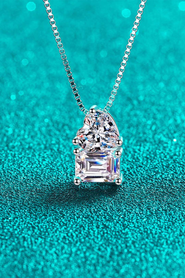 Platonic Evelyn Moissanite Pendant in Sterling Silver With Rhodium Plating
