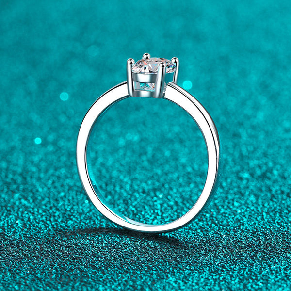 Platonic Charlotte Oval Cut Solitaire Moissanite Ring in Sterling Silver with Platinum Coating