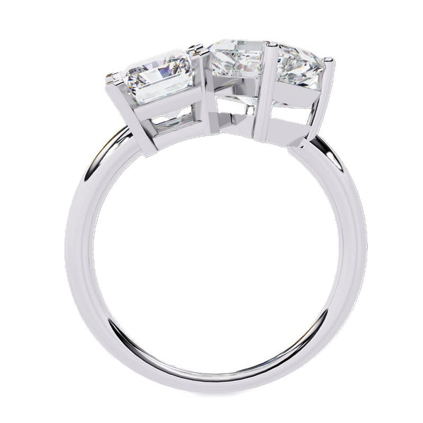 Platonic Emerald and Radiant solitaire toi et moi ring