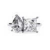Platonic Pear and Princess solitaire toi et moi ring