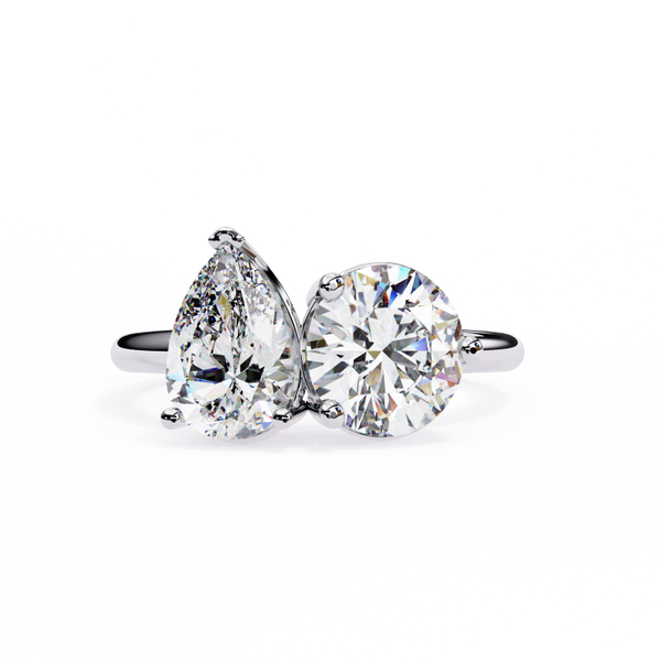 Platonic Pear and Round solitaire toi et moi ring