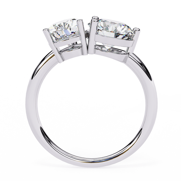 Platonic Pear and Round solitaire toi et moi ring