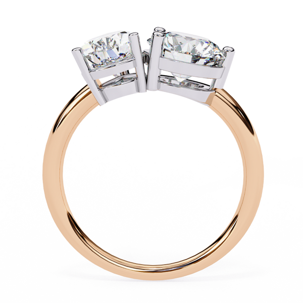 Platonic Pear and Round solitaire toi et moi ring