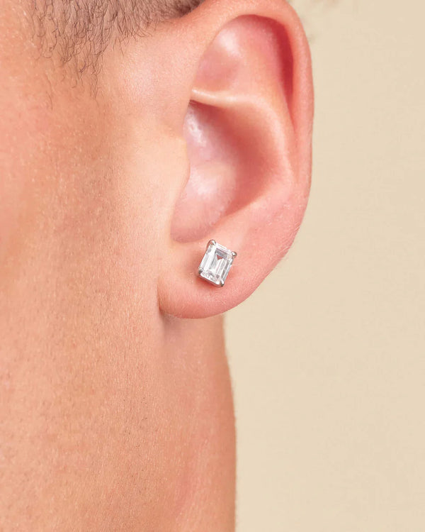 Platonic 0.5 ct Emerald Whisper Moissanite Stud Earrings - Single Piece