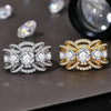 Exquisite Five Stone Round Moissanite Multi-Row Crossover Pave Engagement Ring - Dazzling Sparkle & Timeless Elegance