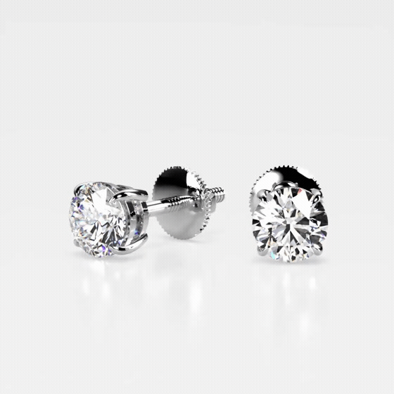 Platonic Platinum Plated Timeless Brilliance Solitaire Studs in 925 Sterling Silver