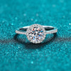 Platonic 1 ct GRA Certified Halo Moissanite Ring; D VVS1; Sterling Silver; Adjustable