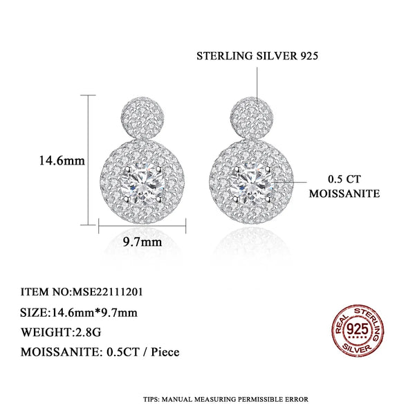 Platonic 1 ct Elegant Moissanite Drop Earrings