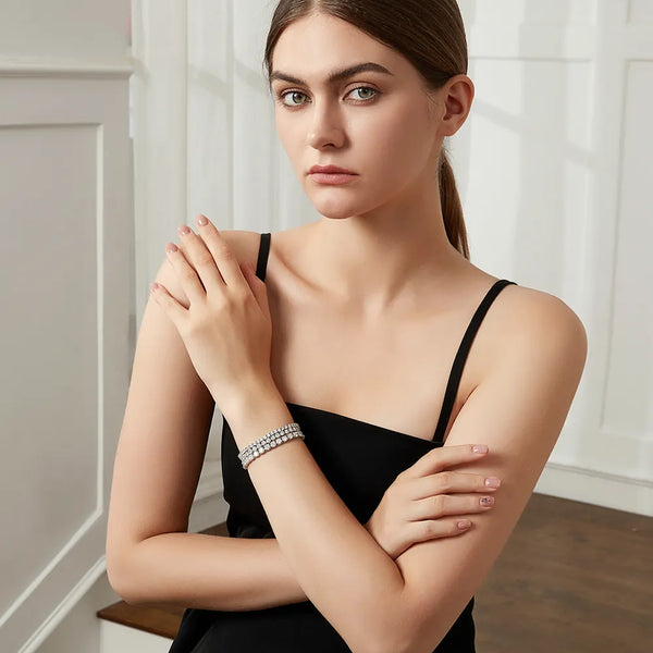 Platonic 4 mm Femme Bling 925 Sterling Silver Tennis Moissanite Bracelet