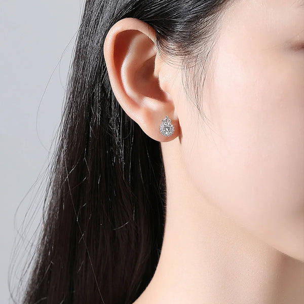 Platonic 1 ct Crown Moissanite Stud Earrings