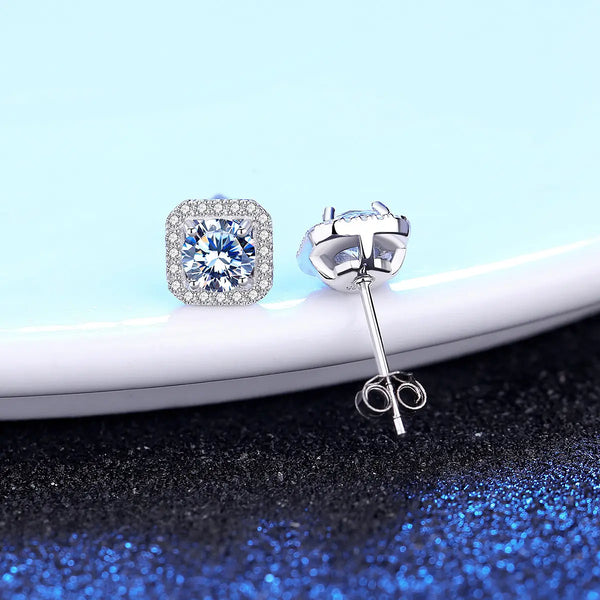 Platonic 1 ct Glimmer Square Moissanite Studs