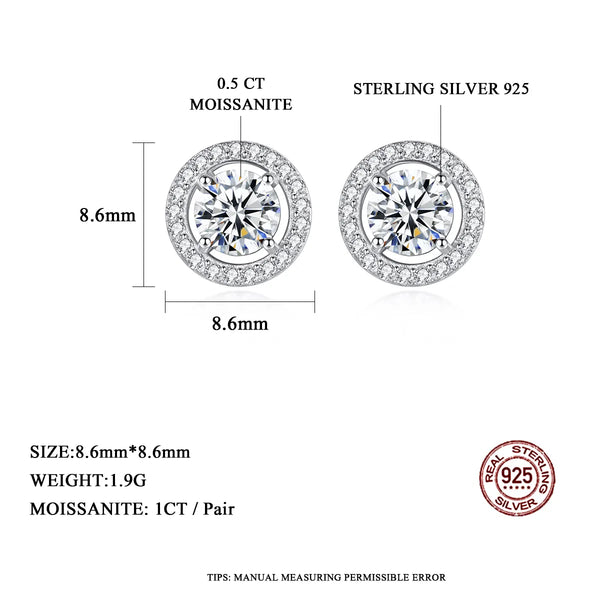 Platonic 1 - 4 ct Halo Bliss Solitaire Studs Moissanite Earrings