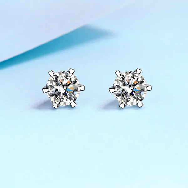 Platonic 0.6 - 4 ct Sparklit Sparks Round Moissanite Stud Earrings
